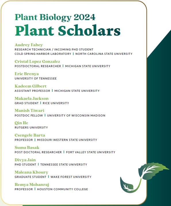 A list of the 2024 Plant Scholars